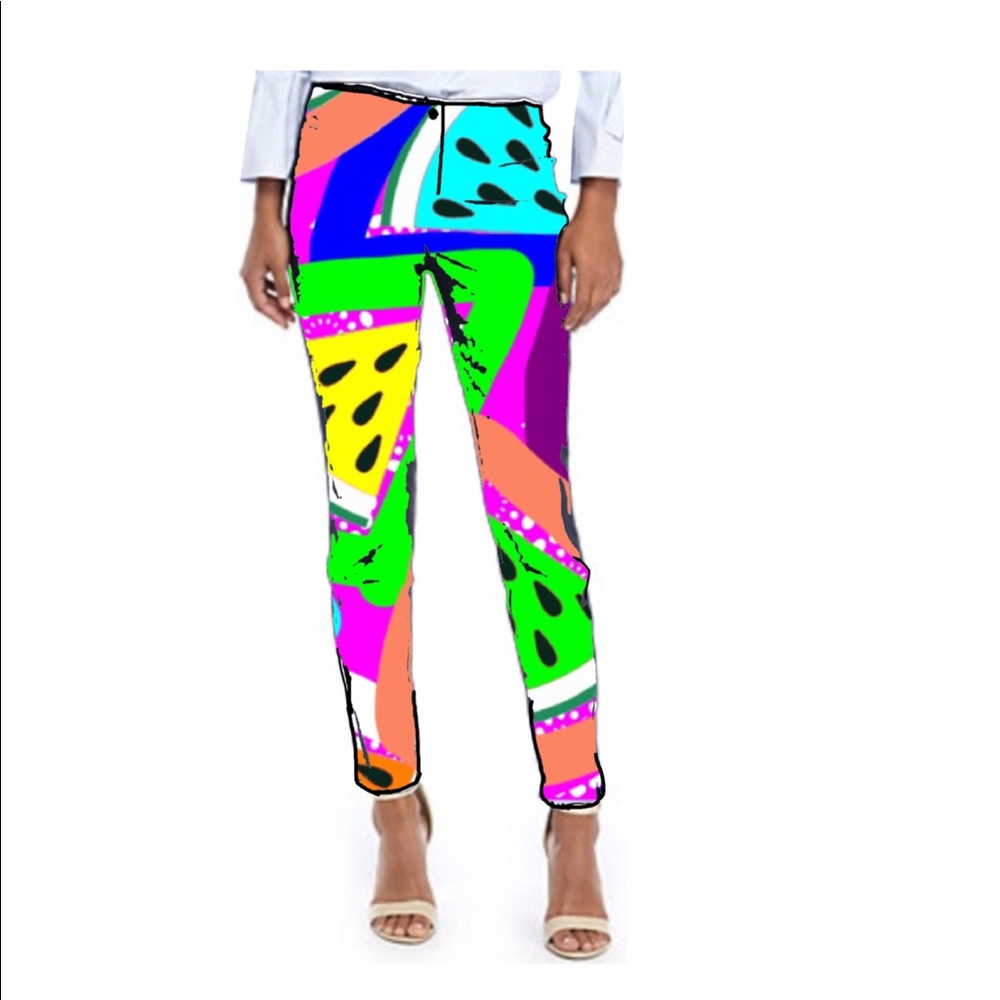 Skinny Stretch Slim Cut Pant ZIP Pocket Art